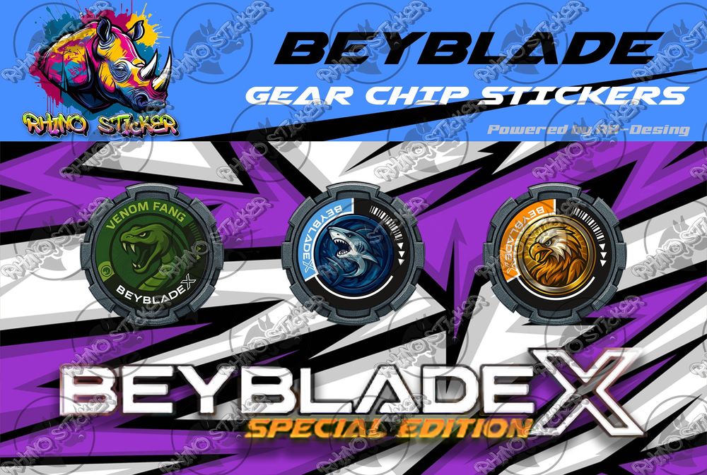 Autocolantes Personalizados Beyblade (Gear Chip 16mm) - 3un.