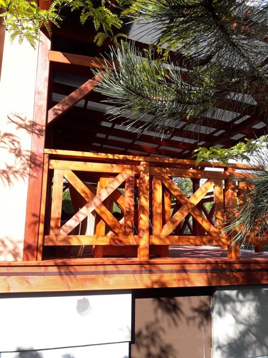 Balustrada barierka krzyżowa drewniana świerk / świerkowa