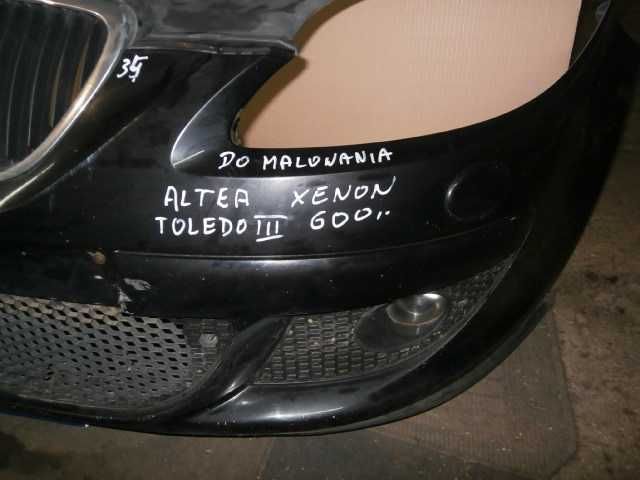 seat altea XL toledo III zderzak przód przedni czarny Xenon spryski