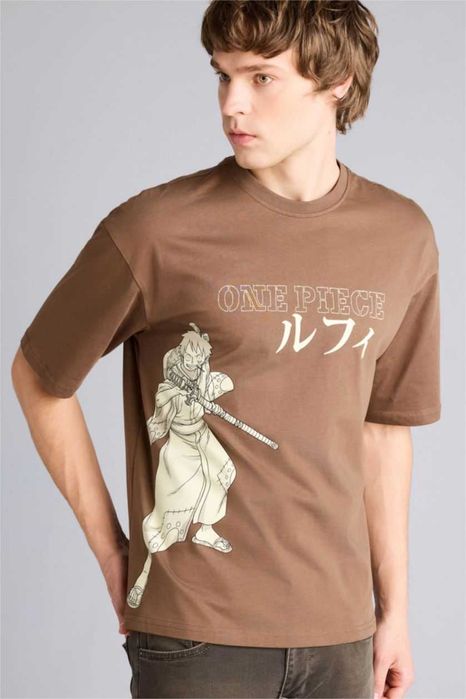 S футболка аниме one piece коричневая