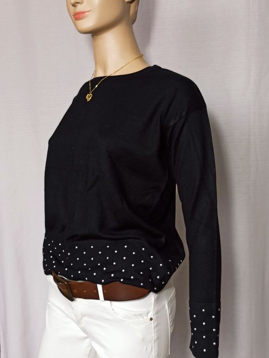 Sg Czarny elegancki sweter 36 , S reserved zdobiony