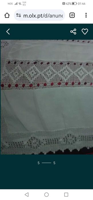 Colcha/Toalha de mesa em linho e renda croché