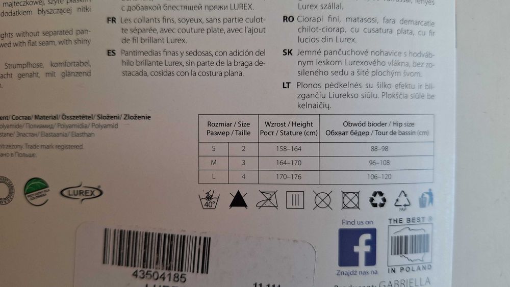 Rajstopy gładkie błyszczące Lurex Silver  Gabriella roz 4