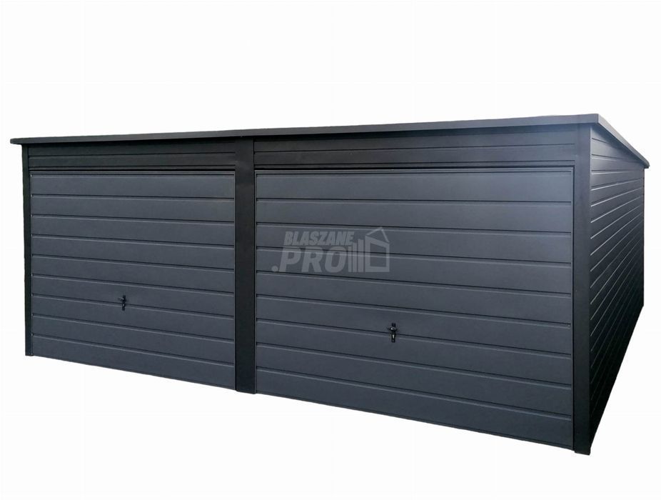 Garaż blaszany 6x5  Brama uchylna x2  antracyt spad w tył  GP124
