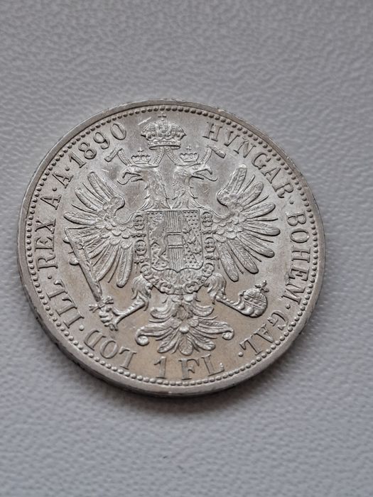 Srebrny 1 Floren 1890 Austro-Węgry – Franciszek Józef I Bardzo ładny stan Srebro
