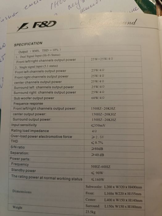 Акустическая система F&D IHOO-IR Колонки стерео домашний кинотеатр