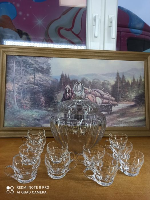 Komplet kryształowy – waza + 11 filiżanek
