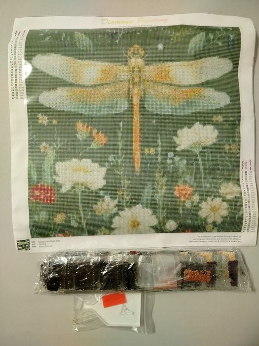 Haft diamentowy 40x40 ważka