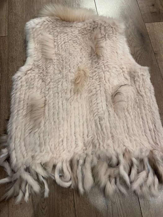 Натуральне хутро жилет бохо бежевий рожевий мех