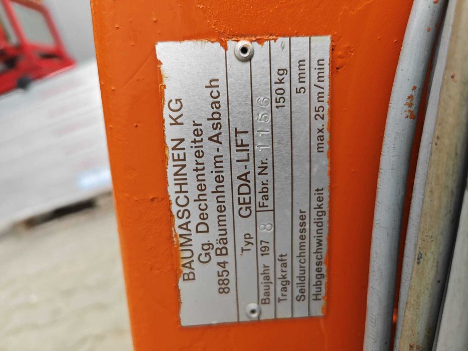 Winda drabina dekarska Geda LIFT + gruzownik 11m 230V wciągarka Nr.27