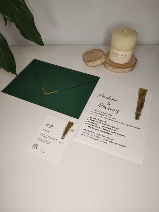 Zaproszenie ślubne Eleganckie Minimalistyczne - Delikatne z kopertą