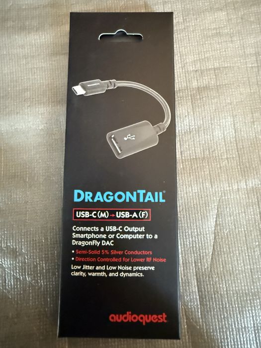 Audioquest DragonTail USB-C, Jitterbug FMJ e Hard RCA Splitter (Novos)