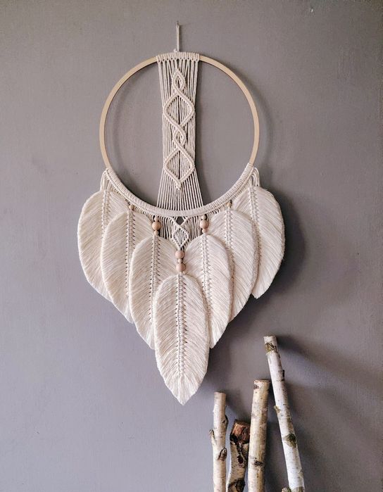 Łapacz Snów Dreamcatcher puszysty Rustykalny dom Makrama