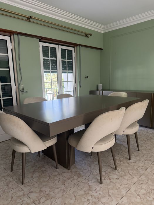 Mesa de Jantar Extensível LASKASAS com 6 Cadeiras