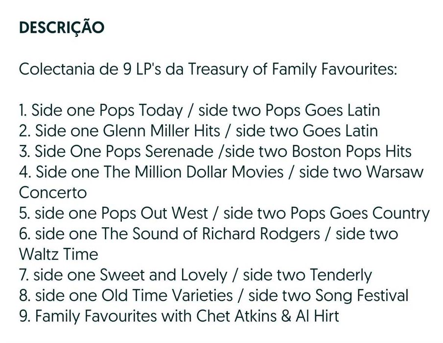 Disco vinil (Coletânea de 9 LPs)