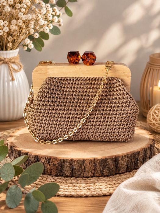 Torebka ze sznurka HANDMADE ZŁOTA