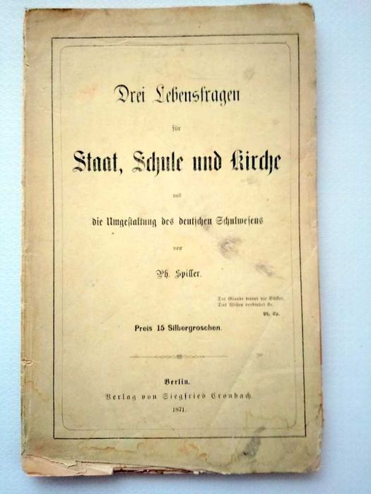 Drei Lebensfragen fur Staat Schule Kirche 1871