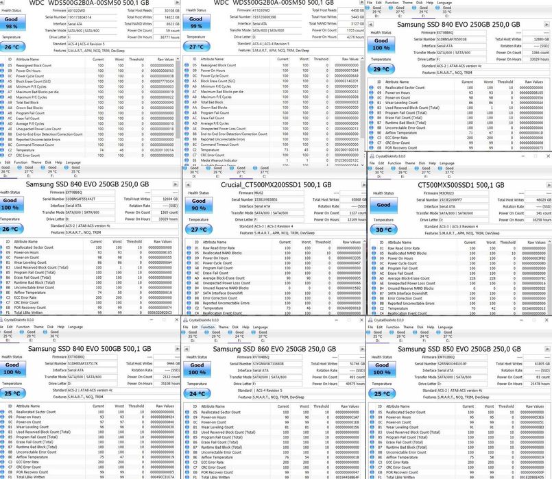 2.5 M.2 NVME SSD диск 250GB 500GB 1TB 2TB Samsung WD Crucial