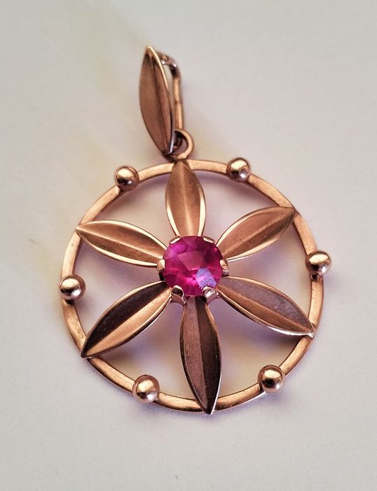 Подвеска, кулон СССР золото 583 пробы с рубином