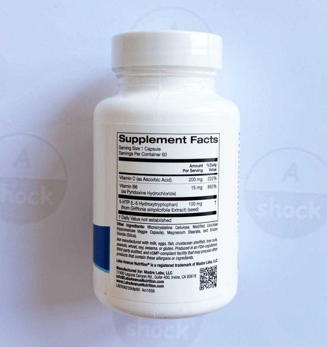 Lake Avenue Nutrition 5-HTP 100 mg with Vitamin B6 & Vitamin C 60 caps