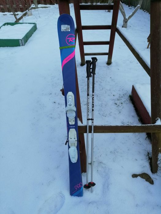 sprzedam - narty 128, kijki, buty 225-265mm