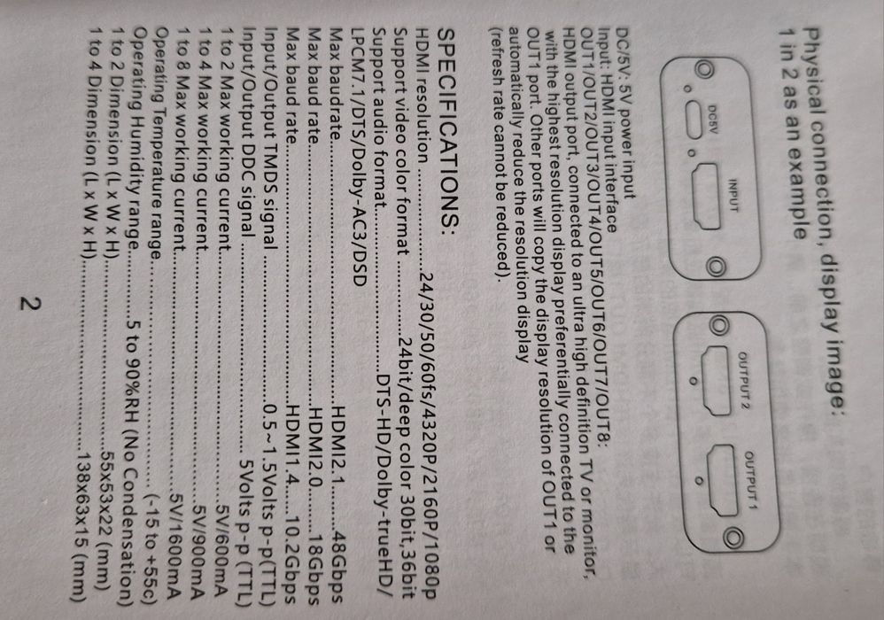 Rozdzielacz sygnału  8K HDMI 1X4 SPLITTER