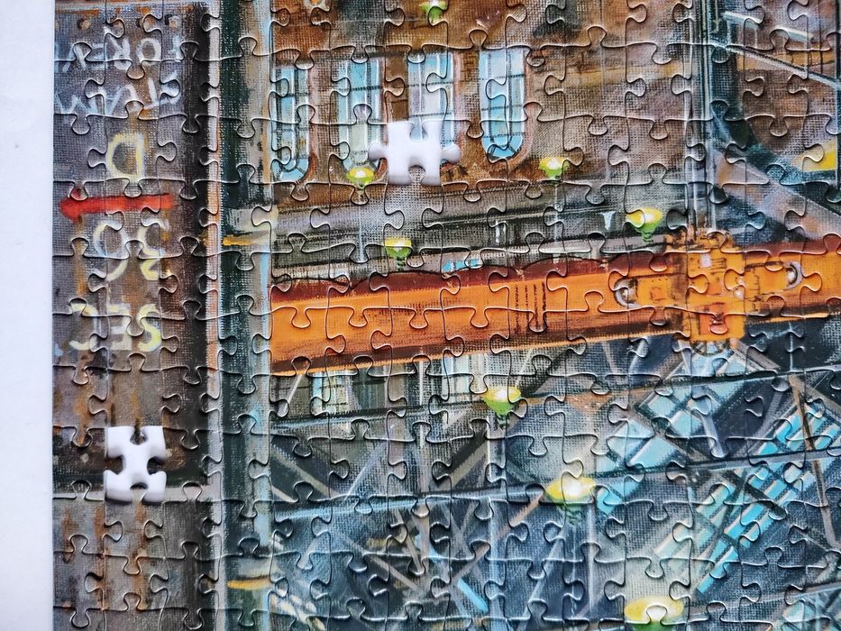 5 x Kolejkowe puzzle dwa duże trzy małe  i duża  puszka