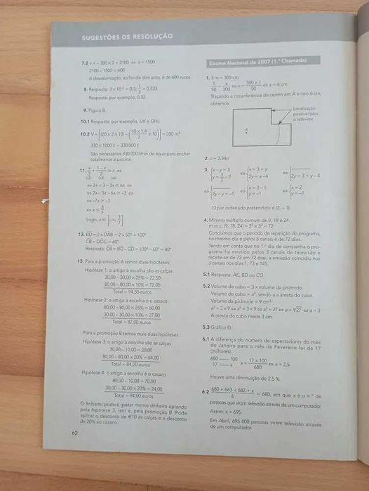 Exames'08 - Matemática 9ºano Exames Resolvidos
