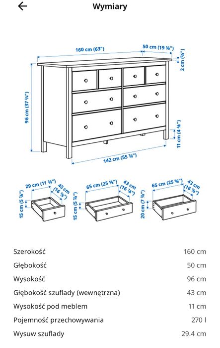 Komoda Hemnes biała bejca