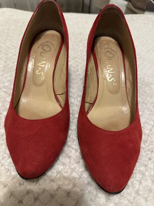 Шкіряні замшеві туфлі червоні зручні