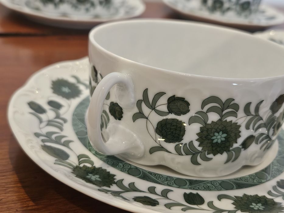Rosenthal Monbijou Giscard Green- 8szt bulionówek ze spodkami