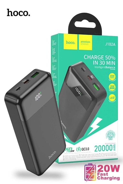 Зовнішній акумулятор (павербанк) Hoco J102A Cool Figure 20000mAh 20W