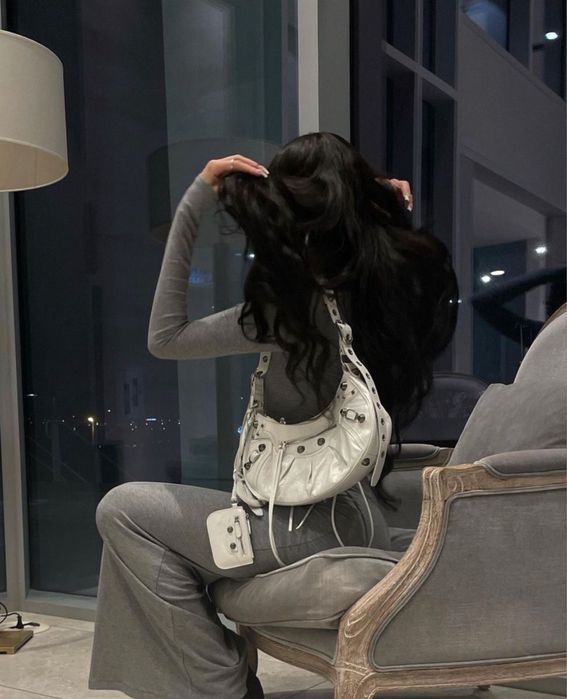 Невелика біла сумка BALENCIAGA le cagole  CITY BAG XS  шкіра