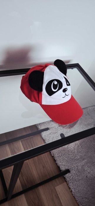 Czapka z daszkiem dla chłopca panda z uszkami 3-5 lat 53cm