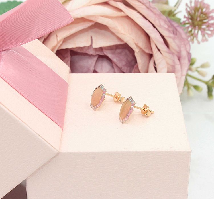 Złote kolczyki p.585/1,01g - żółte i białe złoto