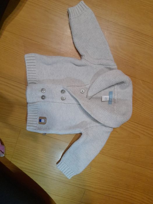 Obaibi ciepły sweterek dla dziecka guziki kołnierz r. 59cm