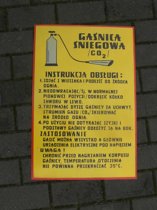 Stara Tablica z PRL Gaśnica Śniegowa CO2 Duża Oryginał Piękny stan