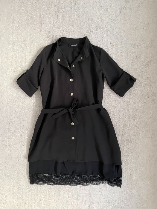 Sukienka czarna rozmiar S M L 36 z koronką ciążowa tunika 38 40