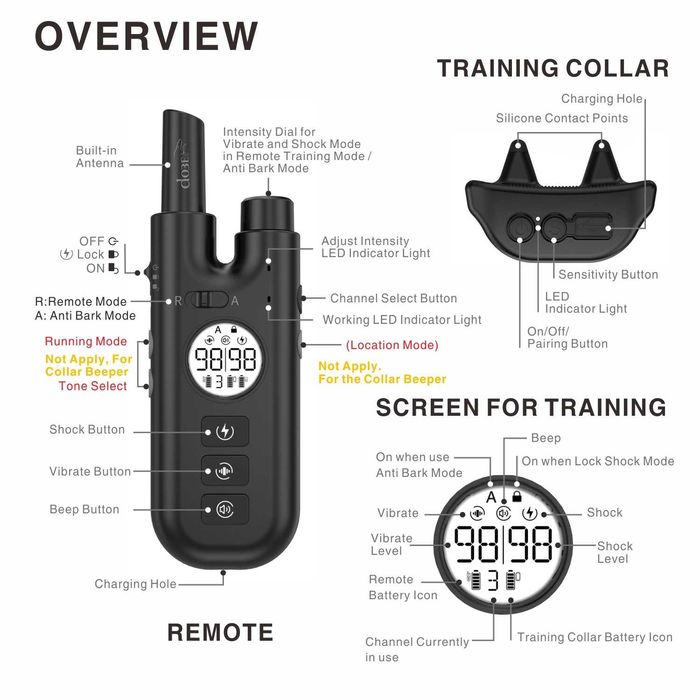 DOBE DB600Pro 2in1 Электронный Ошейник +Антилай дрессировки собак 700м