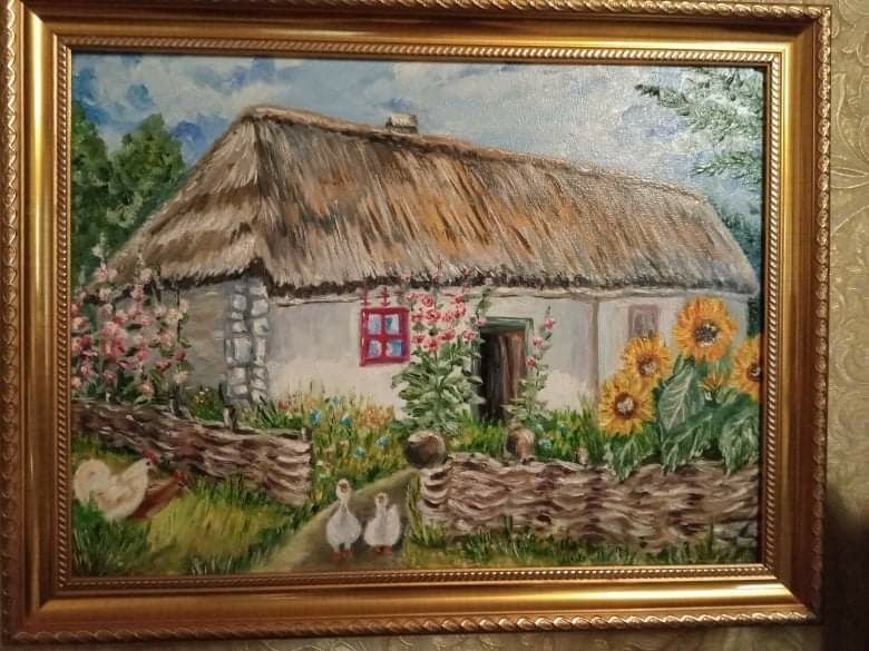 Картина "Дом", размер 40*30, холст, масло, имеется багет