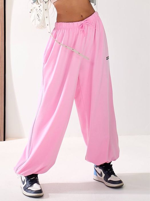 Штани оверсайз трикотажні рожеві