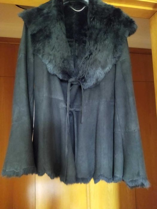 Casaco preto em pele genuína - Tamanho S