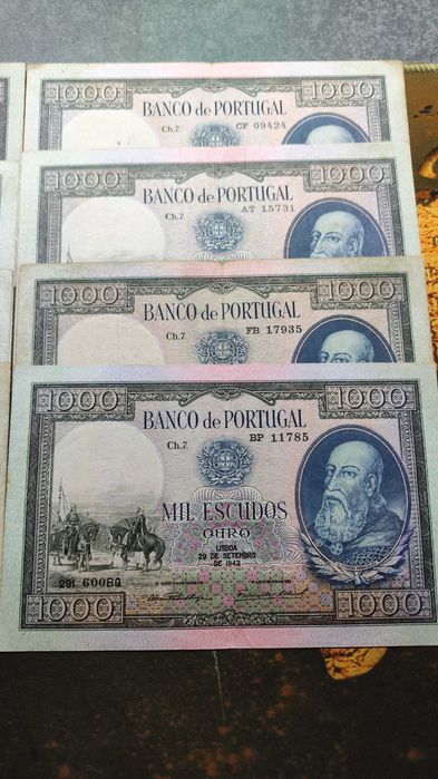 Vendo 9 Notas de 1942 de 1000 Escudos - Ch.7