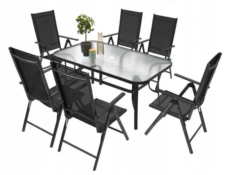 Meble Ogrodowe Zestaw STÓŁ 6+1 NA TARAS BALKON 90 cm x 150 cm x 73 cm