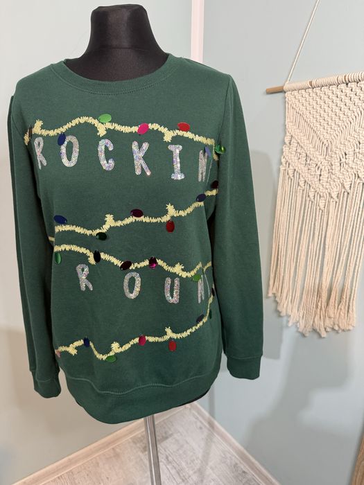 F&F Świąteczna bluza Rocking Around M, zielona butelkowa zieleń święta