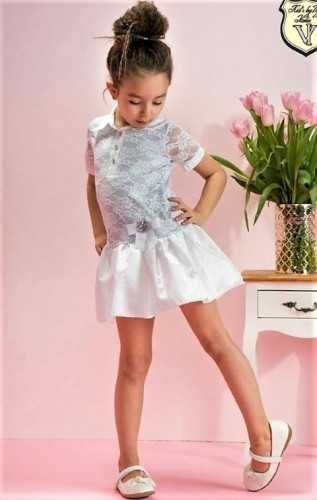 Biała sukienka z kołnierzykiem- Kids by Voga Italia