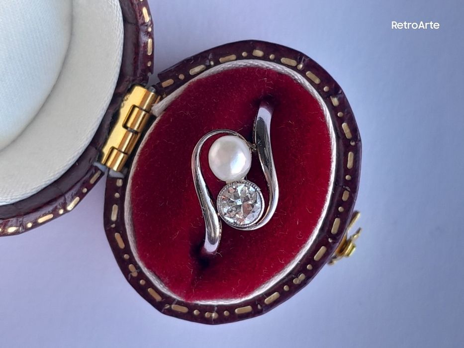 R.12 Pierścionek Antyk  toi et moi Diament 0.27ct Złoto 585 WYCENA