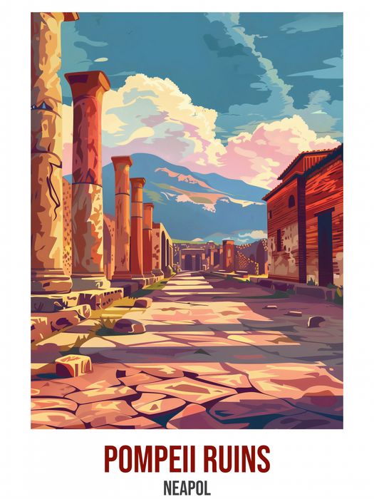 Plakat 60x80cm Pompeii Ruins, Neapol