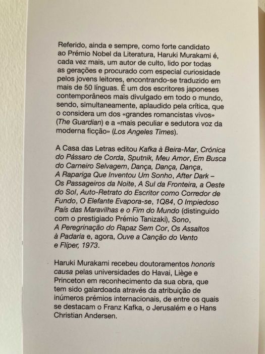 Livro duplo Ouve a Canção do Vento e Flíper (Haruki Murakami) - 2016