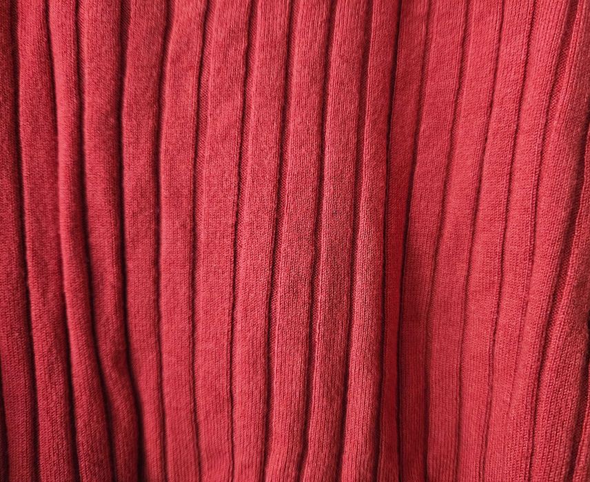 Sweter ceglany czerwony M w prążki